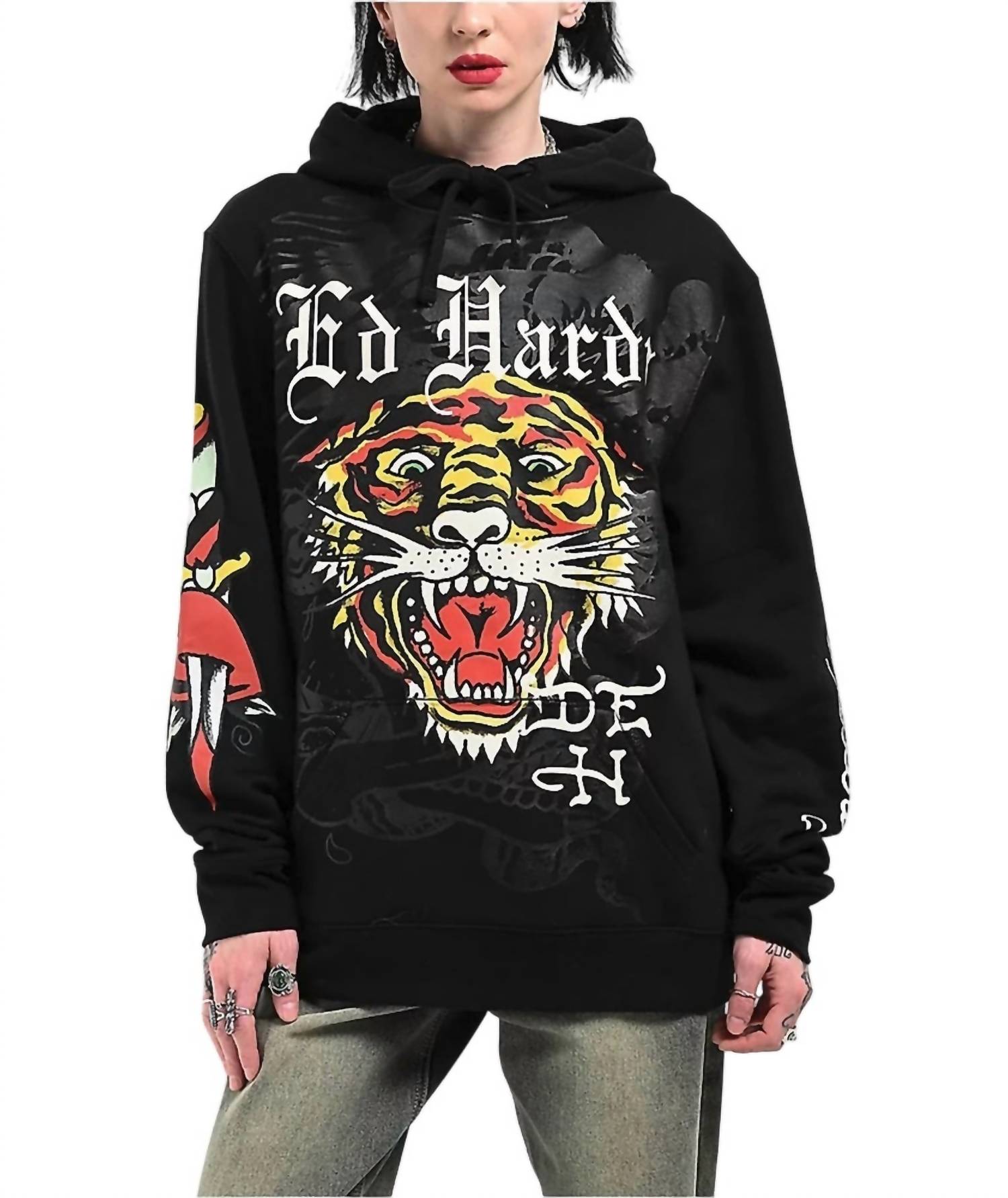 Ed Hardy Худи с изображением головы тигра и стразами, черного цвета
Ed Hardy Худи с изображением головы тигра и стразами, черного цвета