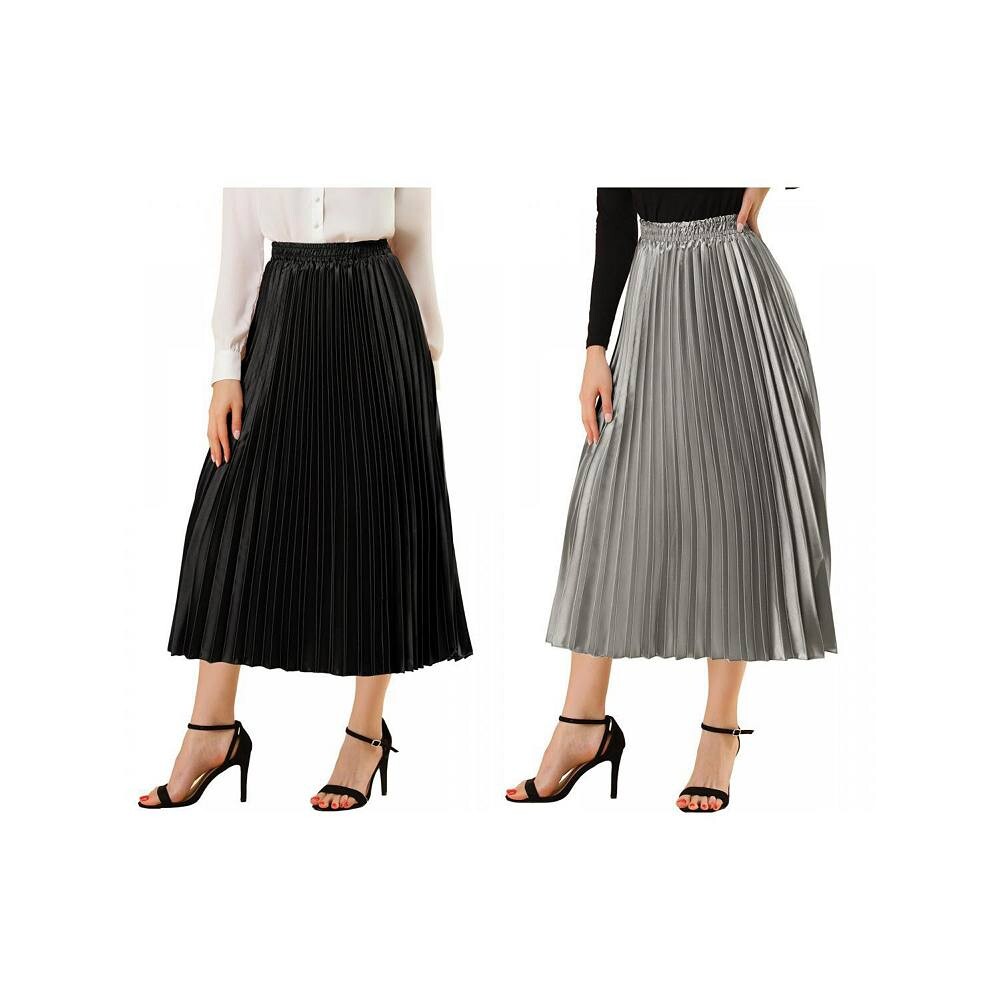 2 упаковки женских блестящих плиссированных миди-юбок металлик с эластичной резинкой на талии ALLEGRA K, цвет Black And Silver Grey
2 упаковки женских блестящих плиссированных миди-юбок металлик с эластичной резинкой на талии ALLEGRA K, цвет Black And Silver Grey