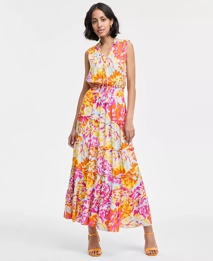 Женское платье макси с принтом, рюшами на воротнике и ярусами MSK, розовый
Женское платье макси с принтом, рюшами на воротнике и ярусами MSK, розовый