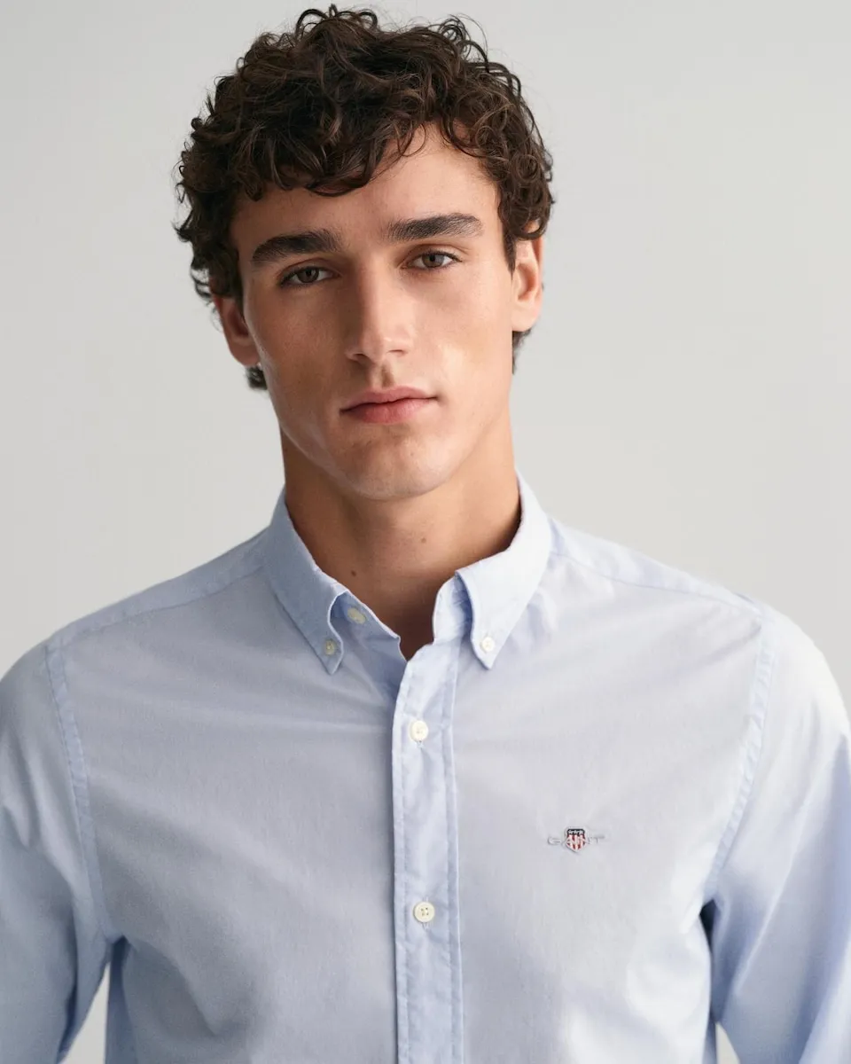 Мужская рубашка Оксфорд с длинными рукавами и вышивкой на груди Gant, голубой
Мужская рубашка Оксфорд с длинными рукавами и вышивкой на груди Gant, голубой