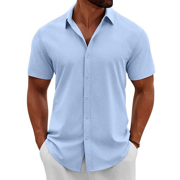Мужская рубашка casual button down short sleeve Coofandy, Clear Blue
Мужская рубашка casual button down short sleeve Coofandy, Clear Blue