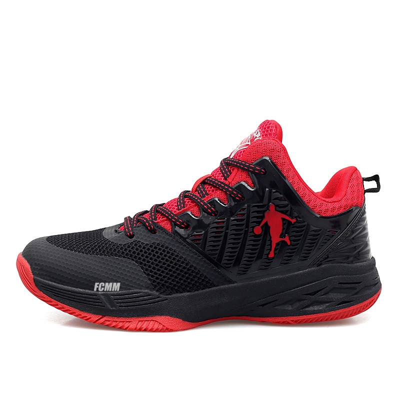 Противоскользящие и дышащие детские баскетбольные кроссовки для подростков FCMM, черный/красный 
Противоскользящие и дышащие детские баскетбольные кроссовки для подростков FCMM, черный/красный