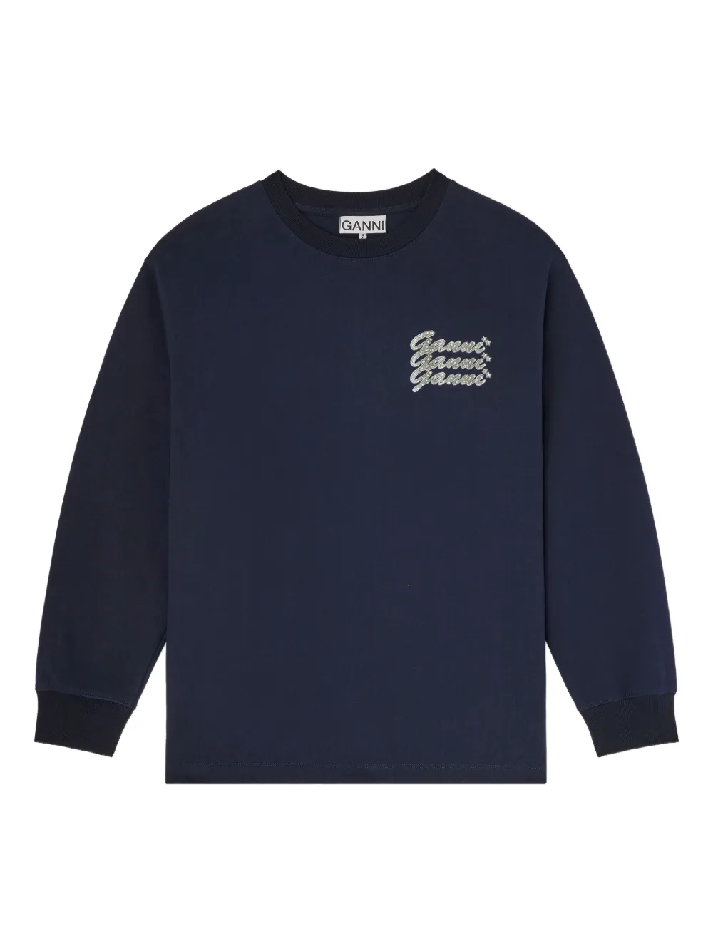 Толстовка с длинными рукавами и вышитым логотипом Ganni, черный
Толстовка с длинными рукавами и вышитым логотипом Ganni, черный