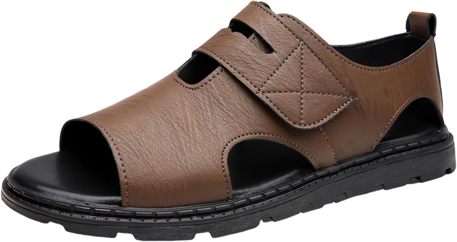 Мужские кожаные сандалии ENJGU, модные, дышащие, с вырезами, для улицы, с открытым носком, регулируемыми ремешками на щиколотке, пляжные сандалии, противоскользящие, мягкие и удобные, для бизнеса и отдыха, коричневый
Мужские кожаные сандалии ENJGU, модные, дышащие, с вырезами, для улицы, с открытым носком, регулируемыми ремешками на щиколотке, пляжные сандалии, противоскользящие, мягкие и удобные, для бизнеса и отдыха, коричневый