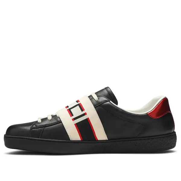 Кроссовки ace stripe leather Gucci, черный 
Кроссовки ace stripe leather Gucci, черный