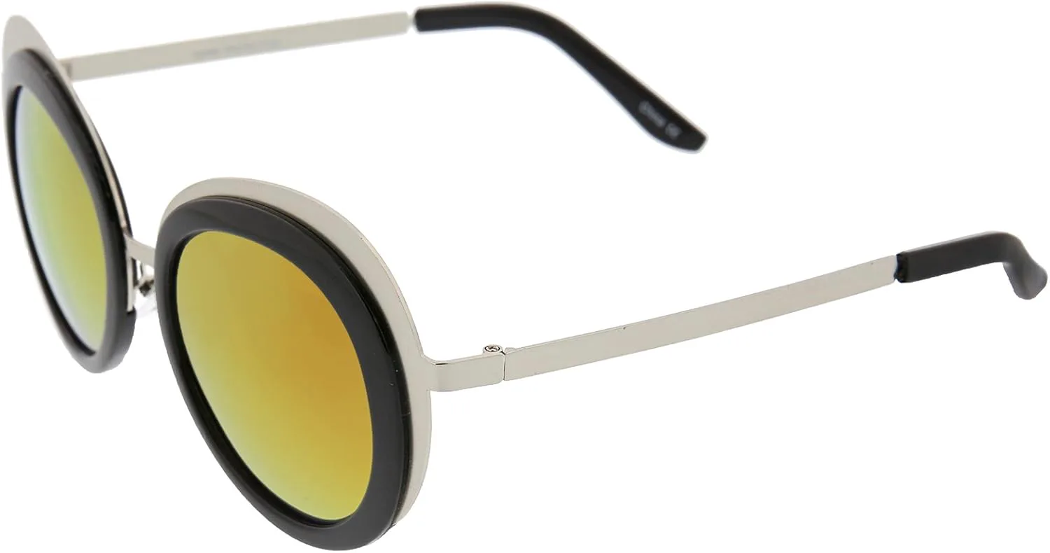 Женские солнцезащитные очки zeroUV с двухцветной металлической застежкой и цветными зеркальными линзами, круглые, 50 мм, Gold-black / Magenta-orange Mirror
Женские солнцезащитные очки zeroUV с двухцветной металлической застежкой и цветными зеркальными линзами, круглые, 50 мм, Gold-black / Magenta-orange Mirror