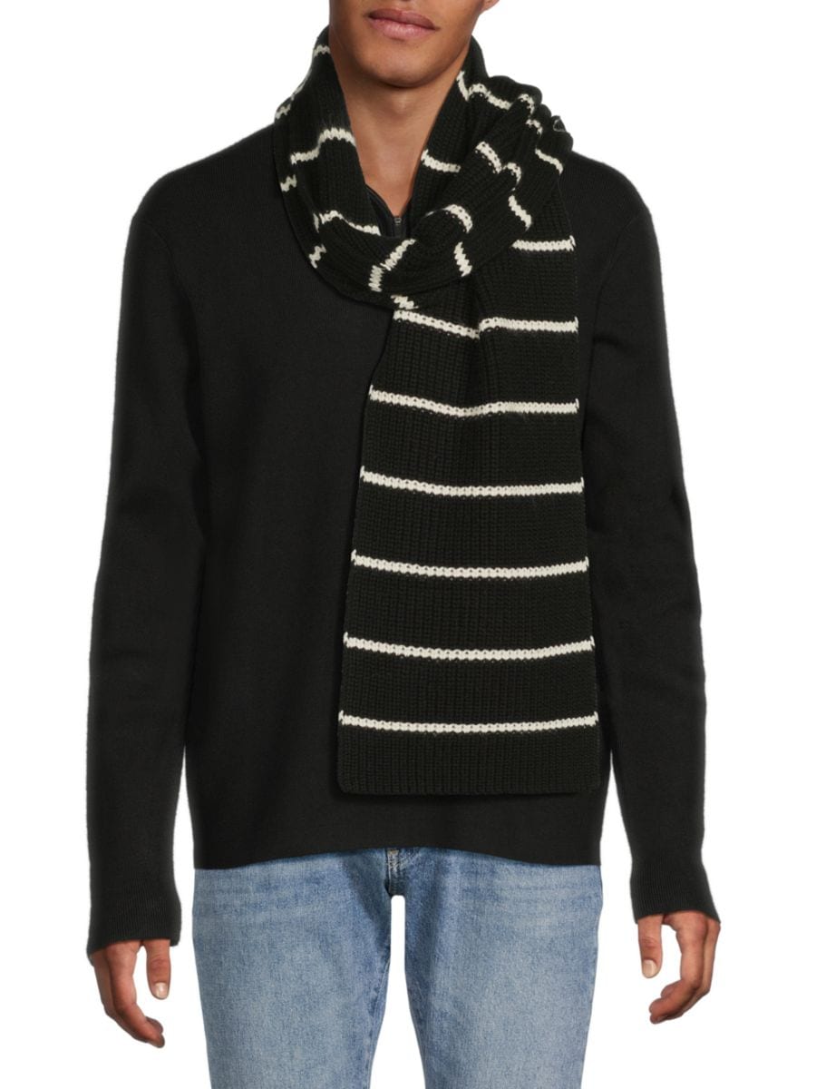 Полосатый шарф из мериносовой шерсти и кашемира Vince, черный/белый
Полосатый шарф из мериносовой шерсти и кашемира Vince, черный/белый