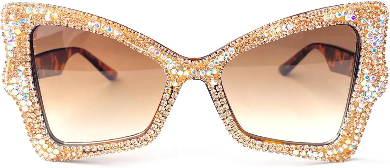 Блестящие солнцезащитные очки со стразами для женщин - Солнцезащитные очки-бабочки с бриллиантами для женщин - Модные уличные очки для вечеринок mincl, Brown
Блестящие солнцезащитные очки со стразами для женщин - Солнцезащитные очки-бабочки с бриллиантами для женщин - Модные уличные очки для вечеринок mincl, Brown