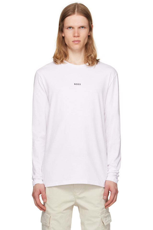 Длинный хлопковый логотип футболка с длинными рукавами и эффектом стрейч Boss, белый
Длинный хлопковый логотип футболка с длинными рукавами и эффектом стрейч Boss, белый