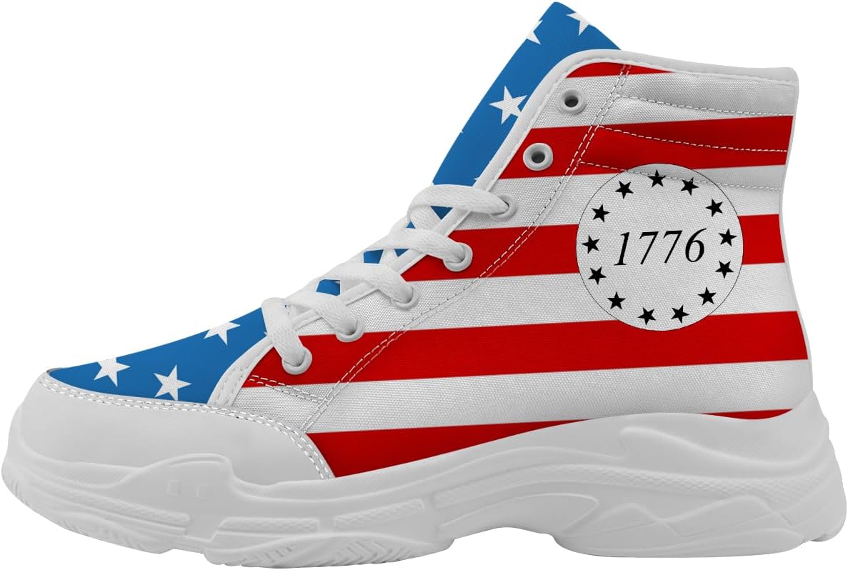 Женские кеды на высокой подошве с флагом США, красно-бело-синие, из канвы, подарок для мужчин Quorax
Женские кеды на высокой подошве с флагом США, красно-бело-синие, из канвы, подарок для мужчин Quorax