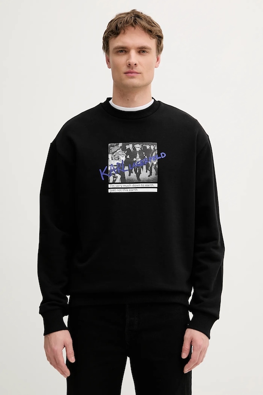 Хлопковая толстовка Karl Lagerfeld, черный 
Хлопковая толстовка Karl Lagerfeld, черный