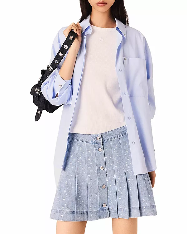 Короткая плиссированная джинсовая юбка со стразами Maje, синий
Короткая плиссированная джинсовая юбка со стразами Maje, синий