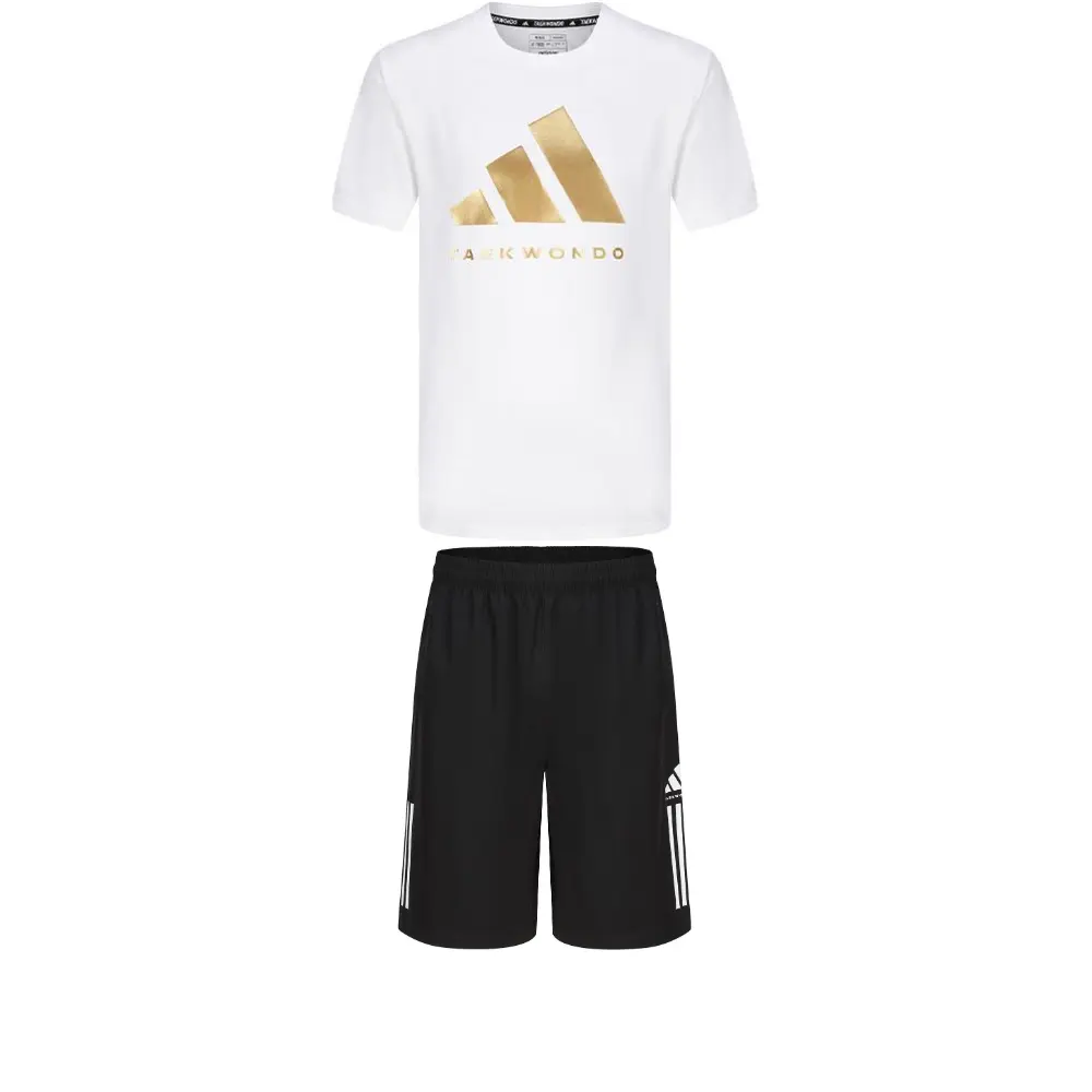 Adidas Мужской комплект для таэквондо Casual Sportswear белый золотой футболка с коротким рукавом + черные шорты
Adidas Мужской комплект для таэквондо Casual Sportswear белый золотой футболка с коротким рукавом + черные шорты