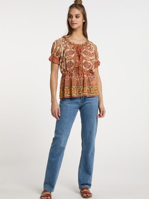 Блузка-Рубашка с рюшами на рукавах Usha, оранжевый
Блузка-Рубашка с рюшами на рукавах Usha, оранжевый