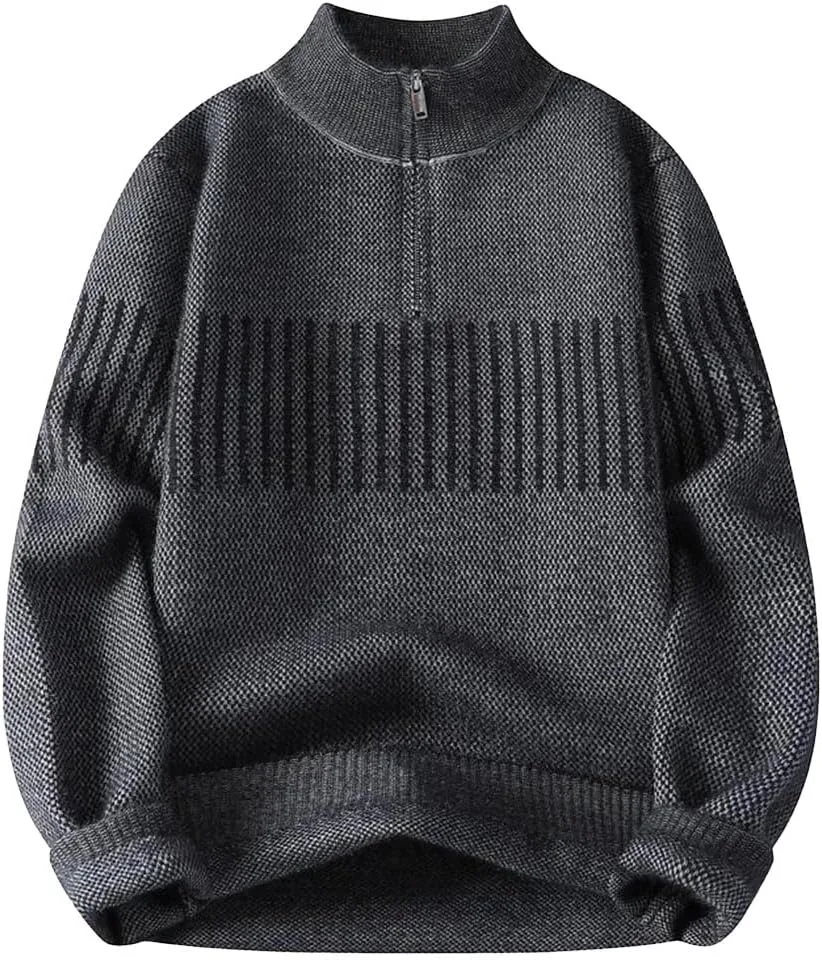 Мужской полузастегивающийся вязаный свитер с воротником-стойкой, облегающий, с длинными рукавами
Мужской полузастегивающийся вязаный свитер с воротником-стойкой, облегающий, с длинными рукавами