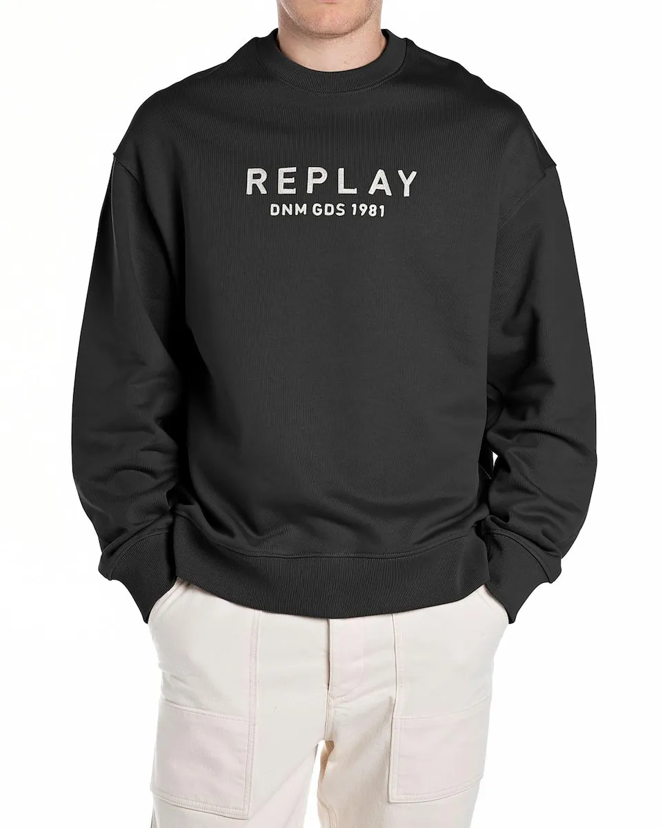 Мужская хлопковая толстовка с круглым вырезом Replay, черный
Мужская хлопковая толстовка с круглым вырезом Replay, черный