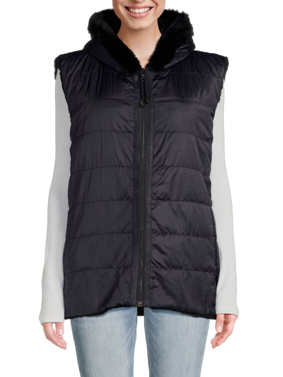 Двусторонний жилет из овчины с капюшоном WOLFIE FURS, темно-синий
Двусторонний жилет из овчины с капюшоном WOLFIE FURS, темно-синий