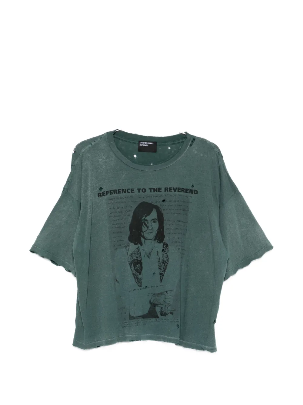 Футболка с потертостями и графическим принтом Enfants Riches Deprimes, зеленый
Футболка с потертостями и графическим принтом Enfants Riches Deprimes, зеленый