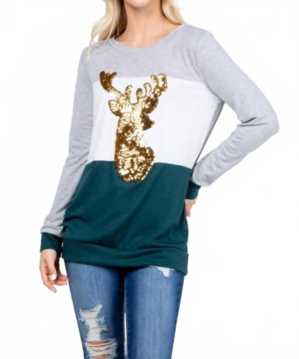 Праздничный топ с оленями и пайетками Acting Pro, зеленый
Праздничный топ с оленями и пайетками Acting Pro, зеленый