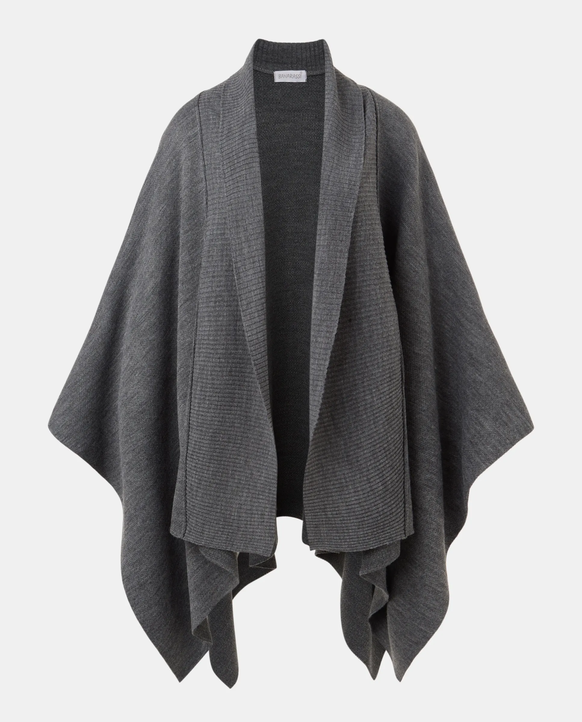 Пончо из трикотажной ткани в рубчик Banarassi, серый
Пончо из трикотажной ткани в рубчик Banarassi, серый