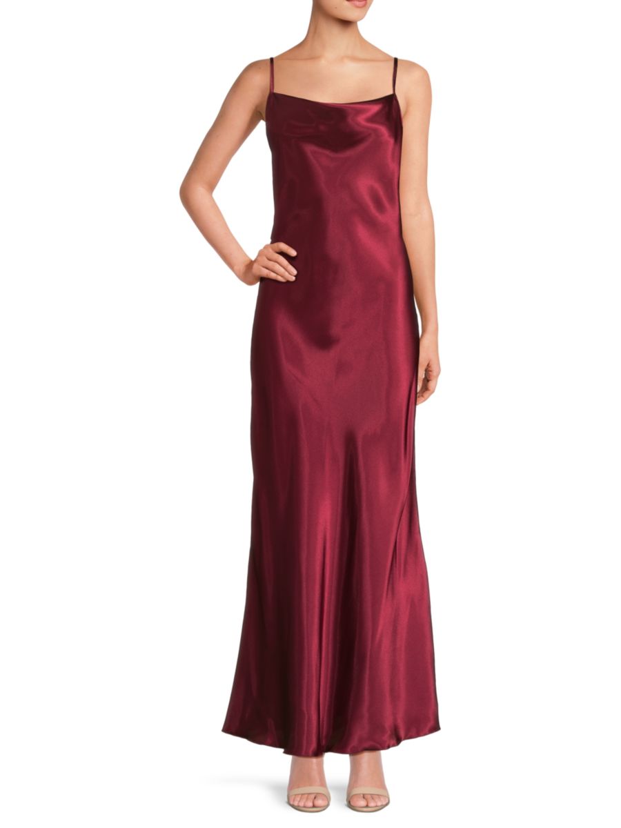 Атласное платье макси с воротником-хомут Bebe, бордовый
Атласное платье макси с воротником-хомут Bebe, бордовый