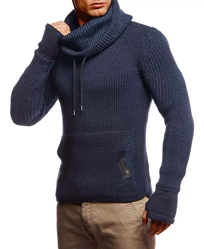 Мужской вязаный пуловер с капюшоном и прорезями для большого пальца на манжетах Leif Nelson, синий
Мужской вязаный пуловер с капюшоном и прорезями для большого пальца на манжетах Leif Nelson, синий