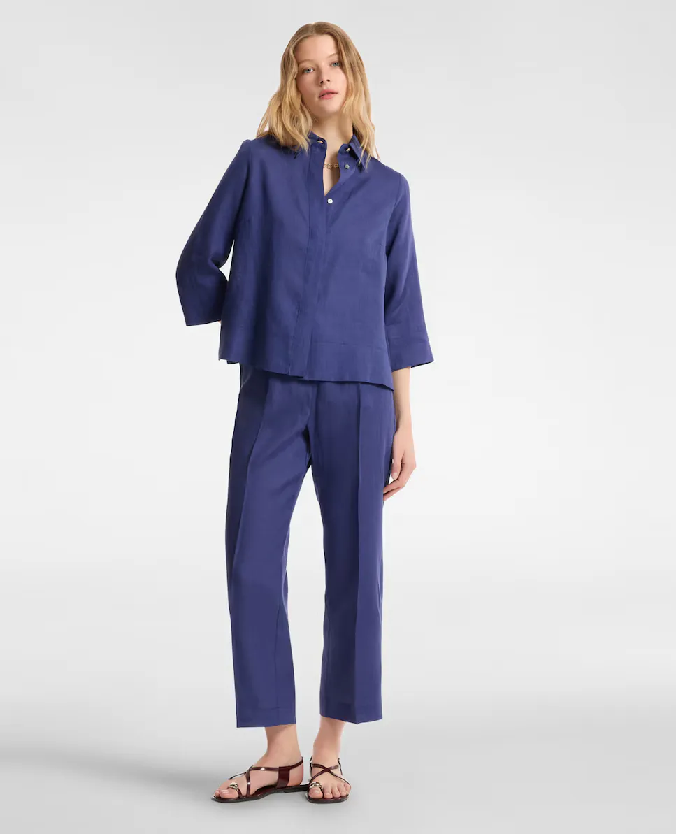 Женские прямые брюки из льна с отутюженной стрелкой Elena Miró, синий
Женские прямые брюки из льна с отутюженной стрелкой Elena Miró, синий