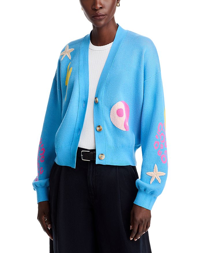 Кардиган укороченный с V-образным вырезом и рукавами "колокол" MOTHER, синий
Кардиган укороченный с V-образным вырезом и рукавами "колокол" MOTHER, синий