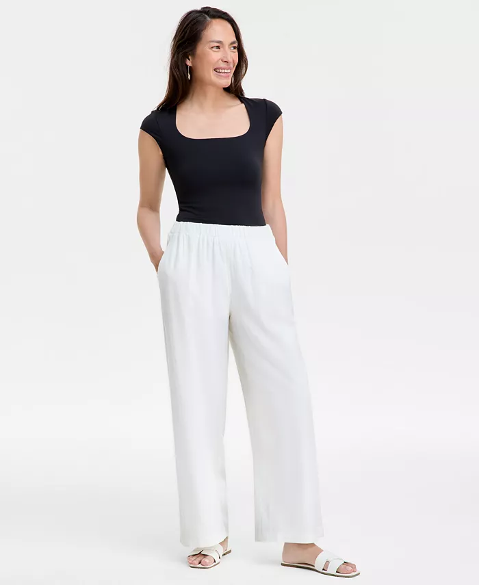 Женские льняные брюки свободного кроя на резинке JM Collection, белый
Женские льняные брюки свободного кроя на резинке JM Collection, белый