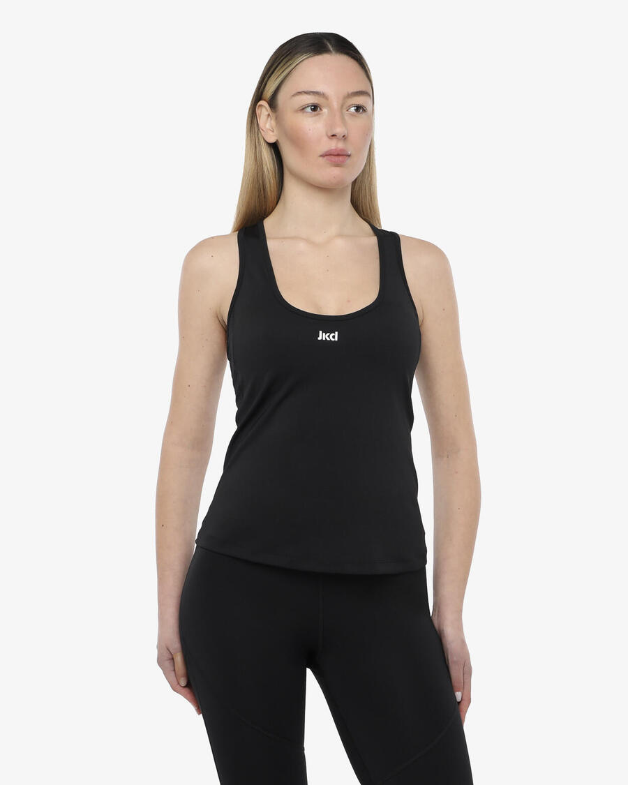 JAKED Черная синтетическая майка для фитнеса для женщин
JAKED Черная синтетическая майка для фитнеса для женщин