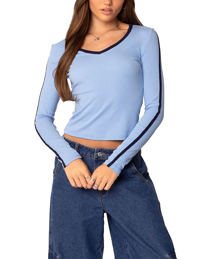 Контрастная футболка с V-образным вырезом и длинным рукавом Edikted, синий
Контрастная футболка с V-образным вырезом и длинным рукавом Edikted, синий