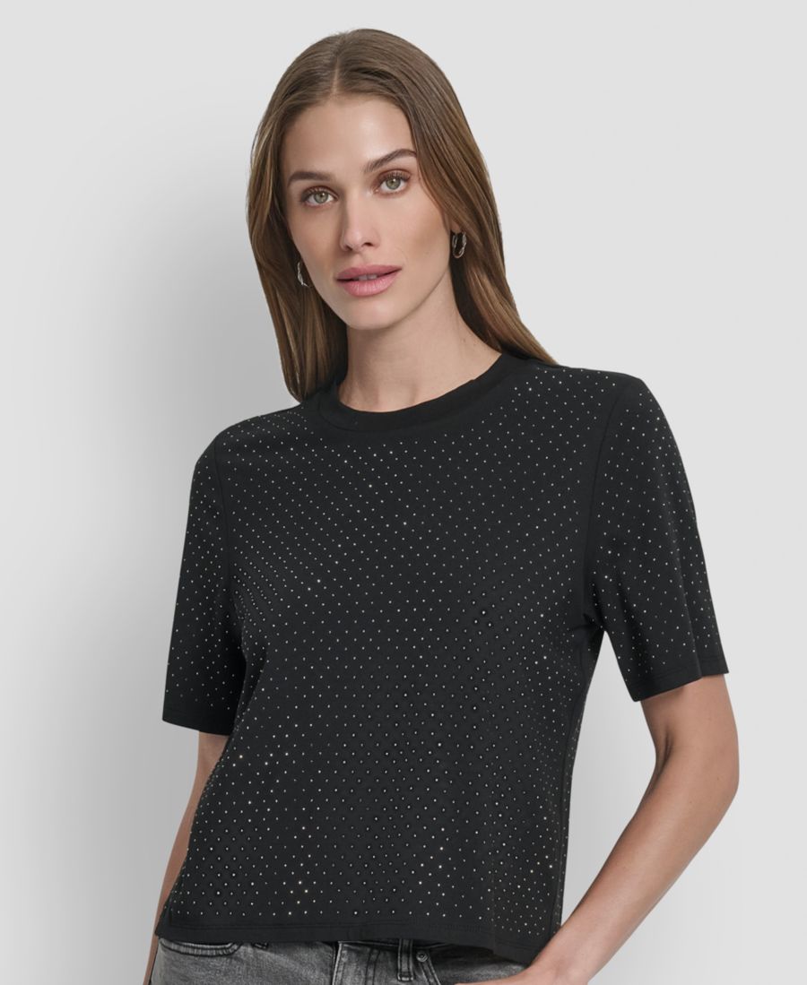 Женская футболка с круглым вырезом и декором DKNY, Black
Женская футболка с круглым вырезом и декором DKNY, Black
