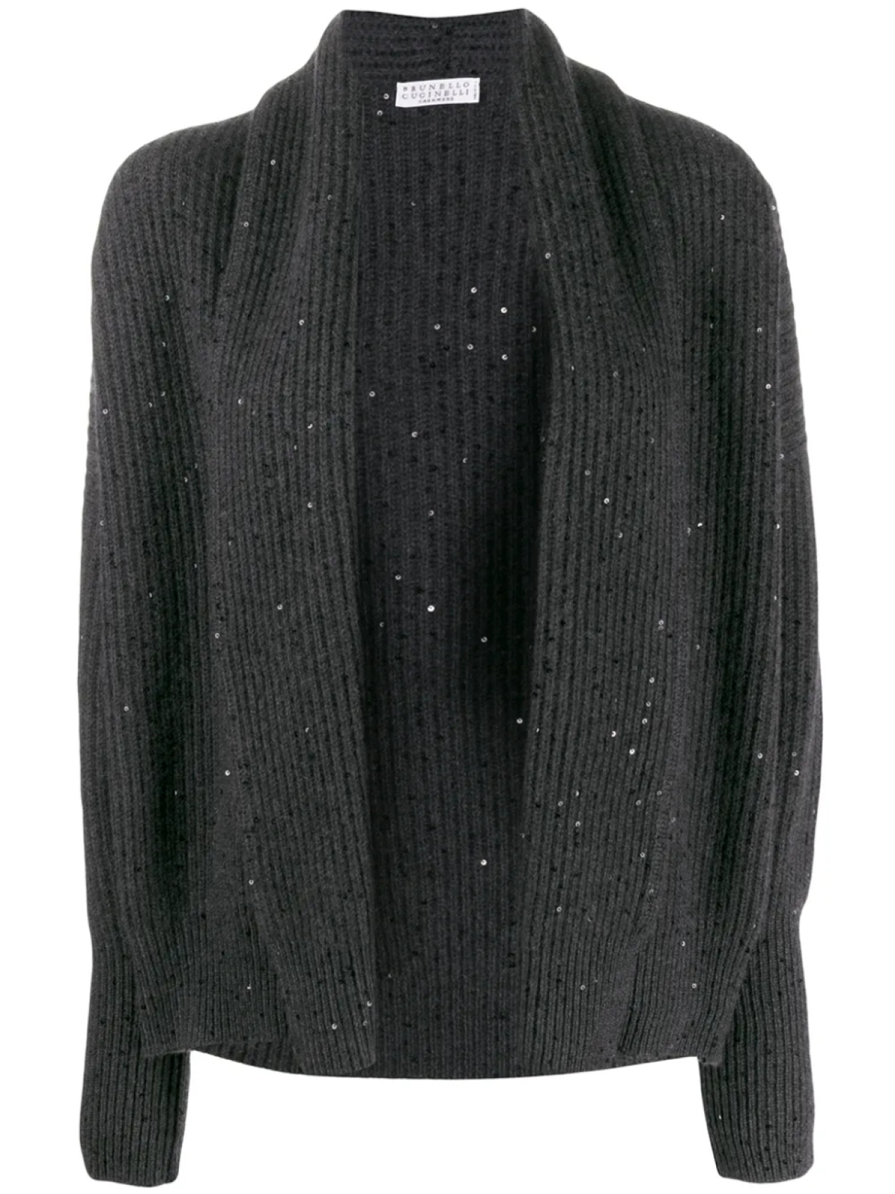 Brunello Cucinelli кардиган с открытым передом и вышивкой пайетками, серый
Brunello Cucinelli кардиган с открытым передом и вышивкой пайетками, серый