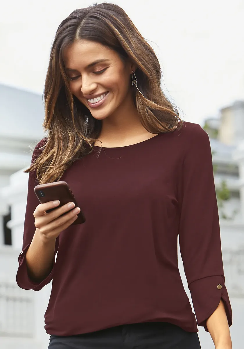 Рубашка Vivance с рукавом 3/4, модными манжетами и золотистыми пуговицами, цвет Beere
Рубашка Vivance с рукавом 3/4, модными манжетами и золотистыми пуговицами, цвет Beere