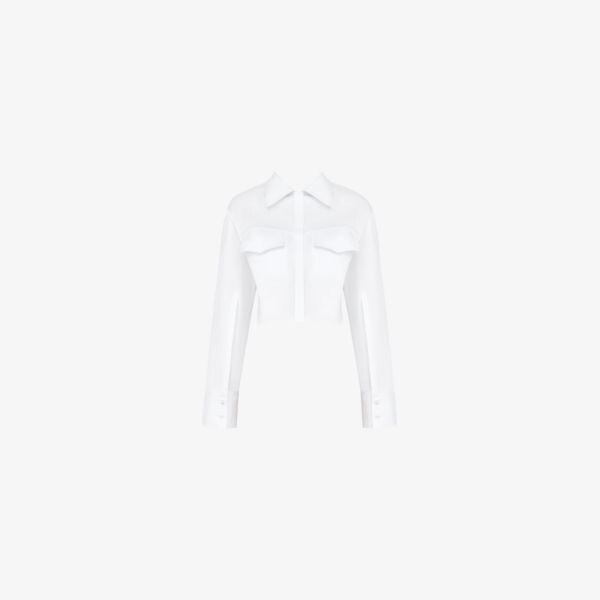 Укороченная рубашка из эластичной ткани с карманом-клапаном Mistress Rocks, белый
Укороченная рубашка из эластичной ткани с карманом-клапаном Mistress Rocks, белый