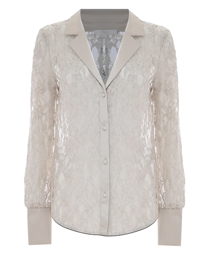 Рубашка цвета слоновой кости с кружевными пуговицами Kocca, белый
Рубашка цвета слоновой кости с кружевными пуговицами Kocca, белый