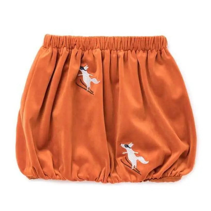 Юбка-фонарик из бархата с вышивкой в виде лис Omamimini, цвет rust 
Юбка-фонарик из бархата с вышивкой в виде лис Omamimini, цвет rust