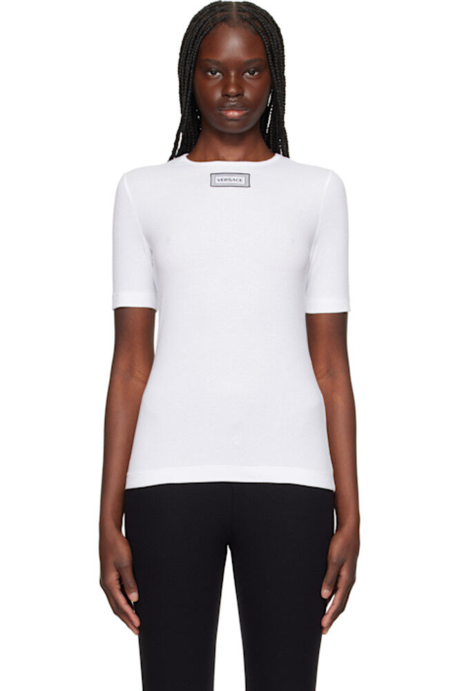Белая футболка с вышитыми нашивками и рубчиком Versace Underwear
Белая футболка с вышитыми нашивками и рубчиком Versace Underwear