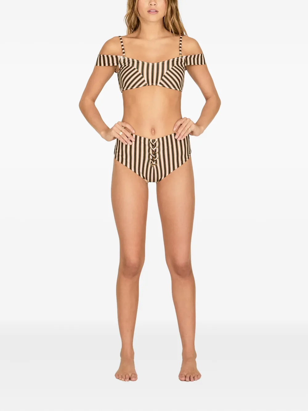 Бикини в полоску со шнуровкой Amuse, коричневый
Бикини в полоску со шнуровкой Amuse, коричневый