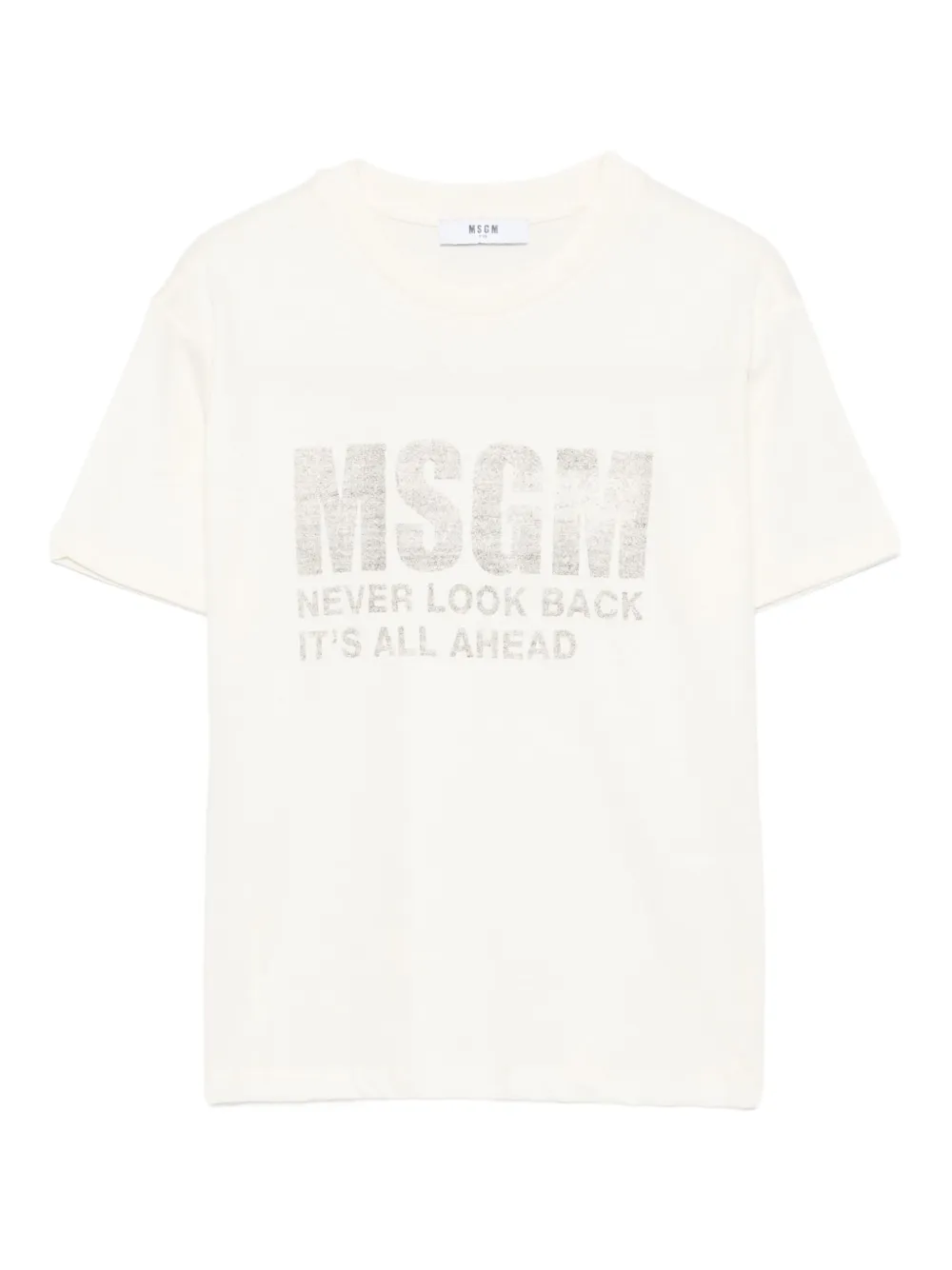 Футболка из хлопка с принтом MSGM Kids, нейтральный 
Футболка из хлопка с принтом MSGM Kids, нейтральный