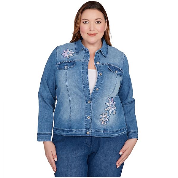 Джинсовая куртка с цветочным аппликацией Plus size Alfred Dunner
Джинсовая куртка с цветочным аппликацией Plus size Alfred Dunner