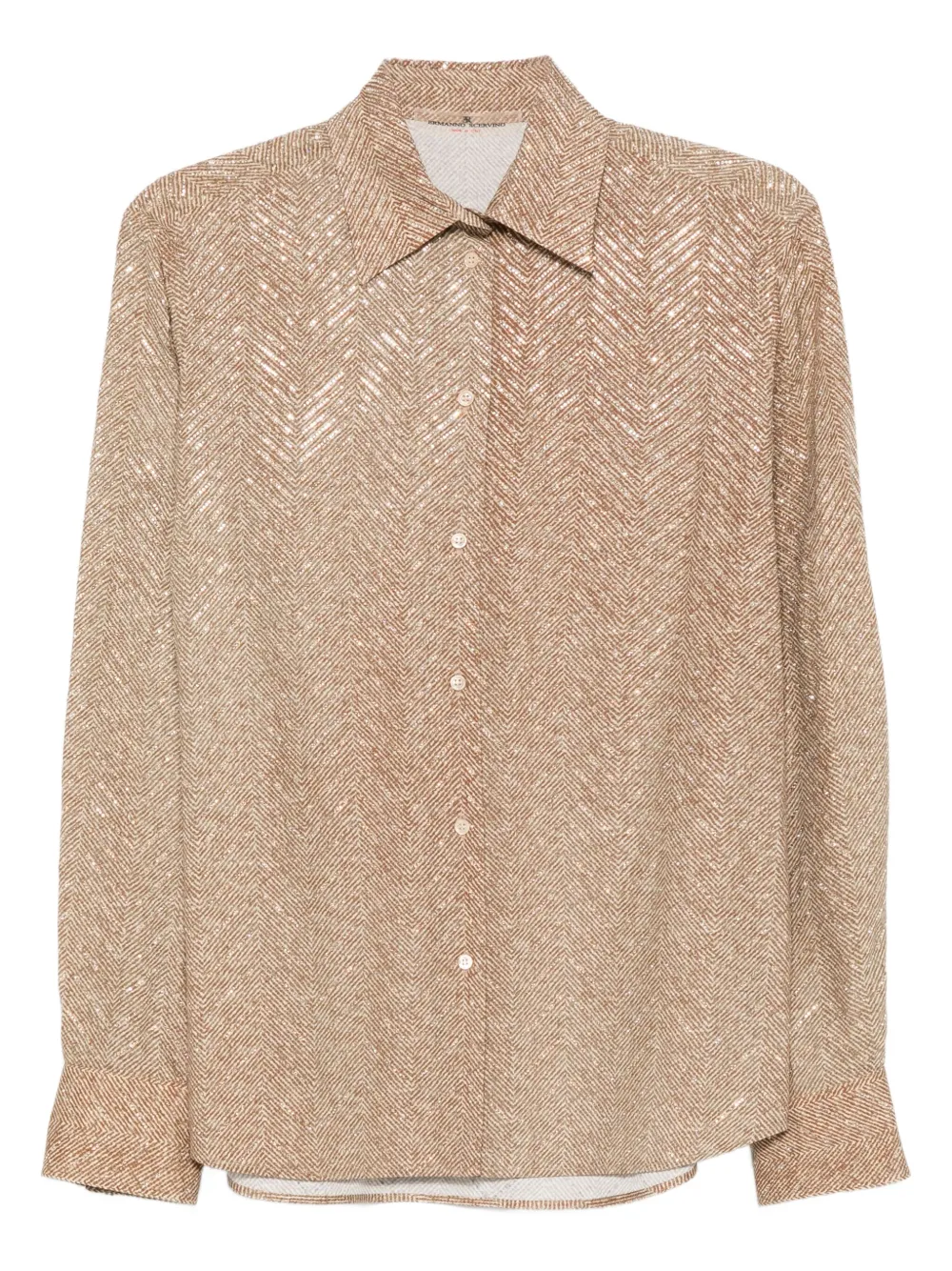 Рубашка с длинными рукавами и узором в елочку Ermanno Scervino, нейтральный
Рубашка с длинными рукавами и узором в елочку Ermanno Scervino, нейтральный