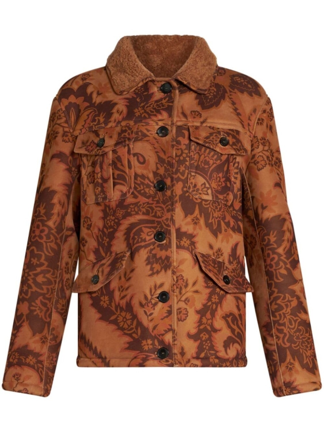 ETRO куртка из овчины с принтом, коричневый 
ETRO куртка из овчины с принтом, коричневый