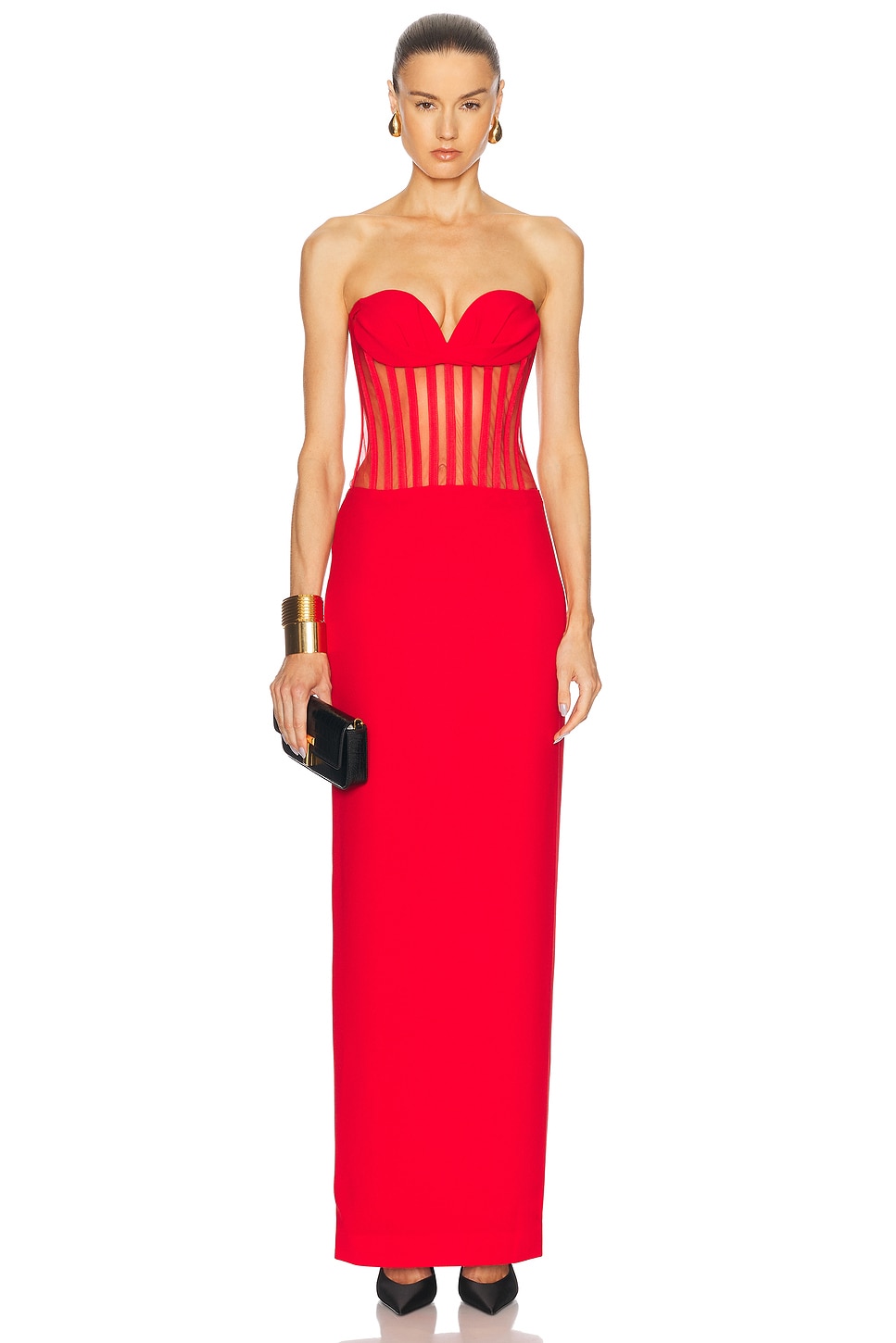Sweetheart Exposed Bustier Длинное платье Monot, Red 
Sweetheart Exposed Bustier Длинное платье Monot, Red