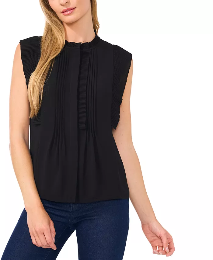 Женская блузка с плиссированными деталями, защипами и короткими рукавами-колокольчиками CeCe, черный
Женская блузка с плиссированными деталями, защипами и короткими рукавами-колокольчиками CeCe, черный