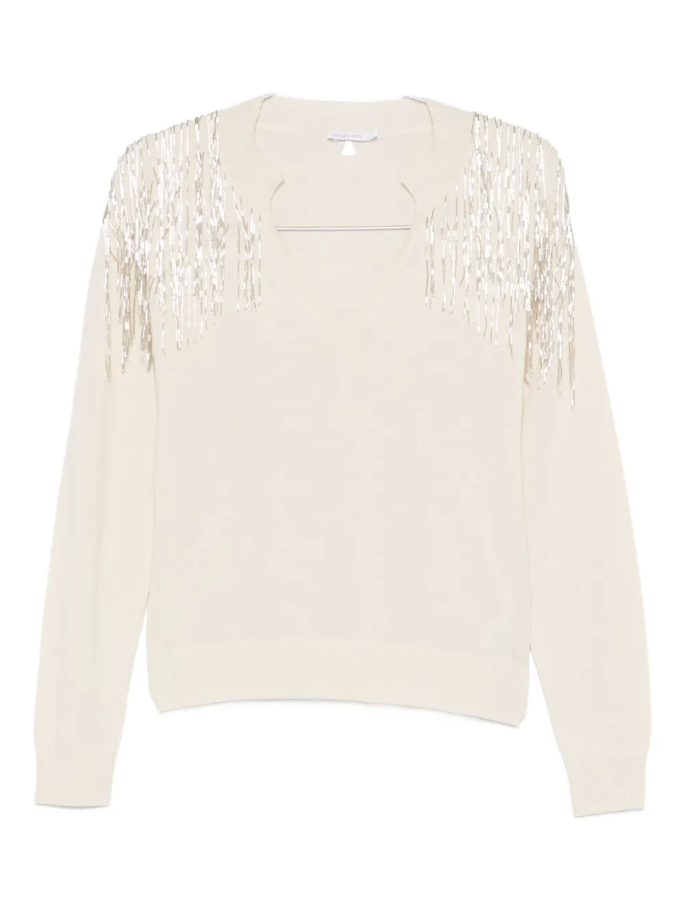 Вязаный свитер с V-образным вырезом и бахромой Patrizia Pepe, нейтральный
Вязаный свитер с V-образным вырезом и бахромой Patrizia Pepe, нейтральный