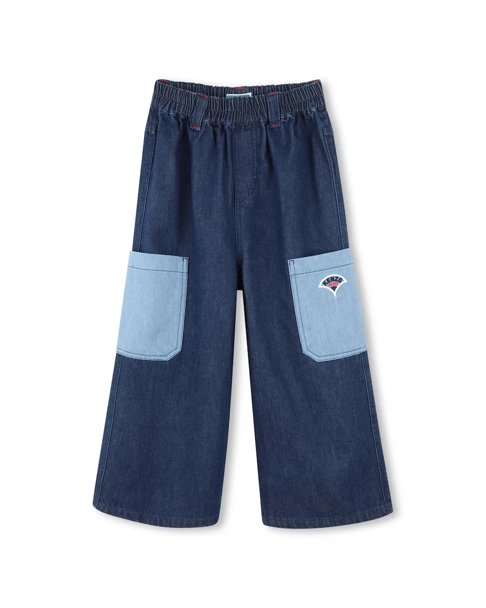 Широкие джинсы для девочек с контрастными накладными карманами Kenzo Kids, синий
Широкие джинсы для девочек с контрастными накладными карманами Kenzo Kids, синий