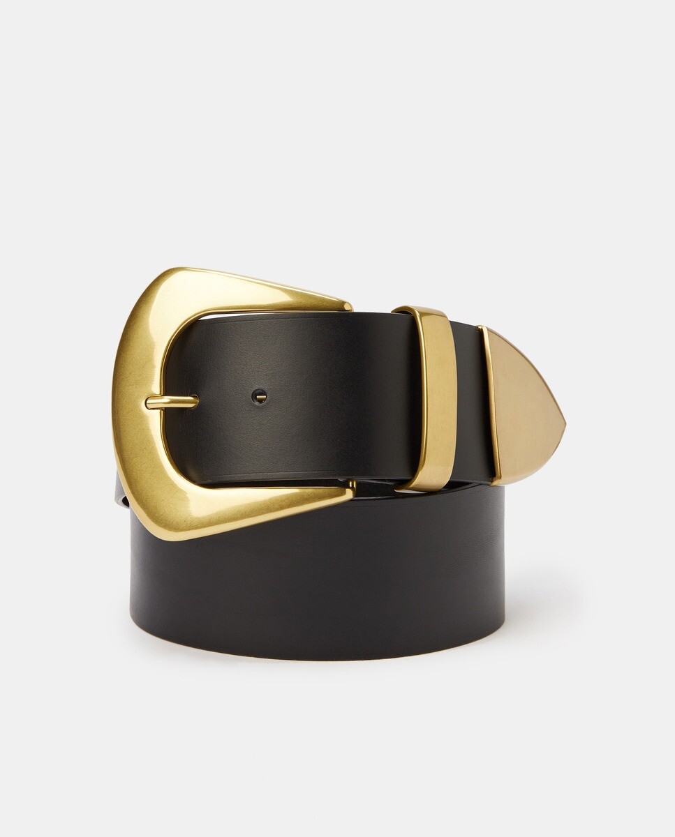 Широкий ремень из кожи наппа черного цвета Maison Boinet, черный 
Широкий ремень из кожи наппа черного цвета Maison Boinet, черный