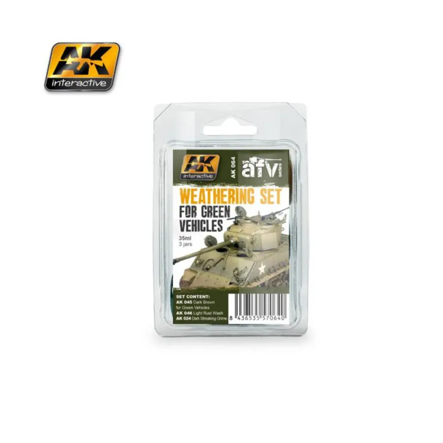 Набор для защиты от атмосферных воздействий «Зеленый транспорт», Weathering (AK-Interactive)
Набор для защиты от атмосферных воздействий «Зеленый транспорт», Weathering (AK-Interactive)