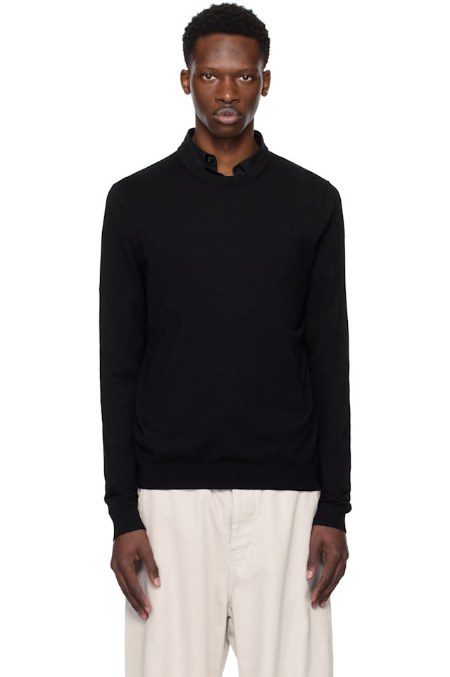 Свитер с круглым вырезом из мягкой пряжи Regular fit Hugo, черный 
Свитер с круглым вырезом из мягкой пряжи Regular fit Hugo, черный